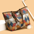 Blue brown PVC women's shoulder handbag with sandwich pocket design for business and leisure use