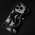Black tailed snake hollowed decorative phone case for iPhone 16 Pro Max with stone pattern finish