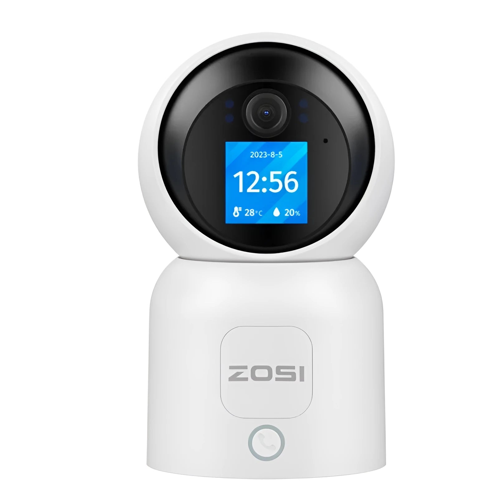 Zhou Shi white plastic wireless indoor security camera with screw-fixed bracket on a wall