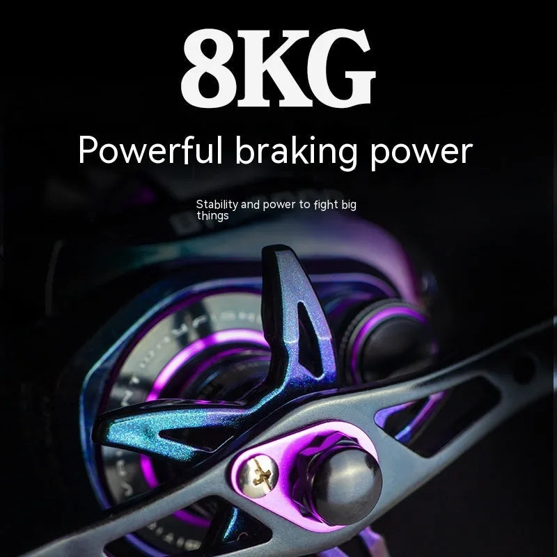 BM2000 model fishing reel with magnetic brake system shown in left-hand and right-hand versions.
