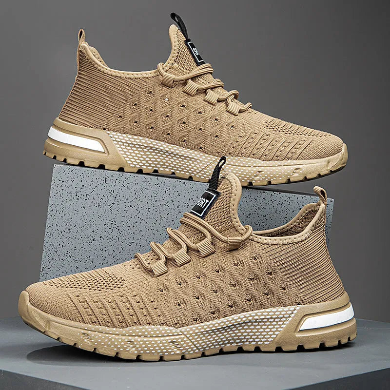 Men's casual shoes with breathable mesh upper in solid colour options