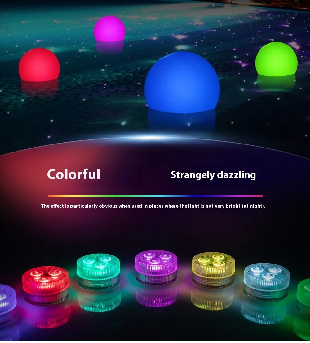 Remote control waterproof LED diving light for fish tank with plastic shell measuring 35mm by 18mm