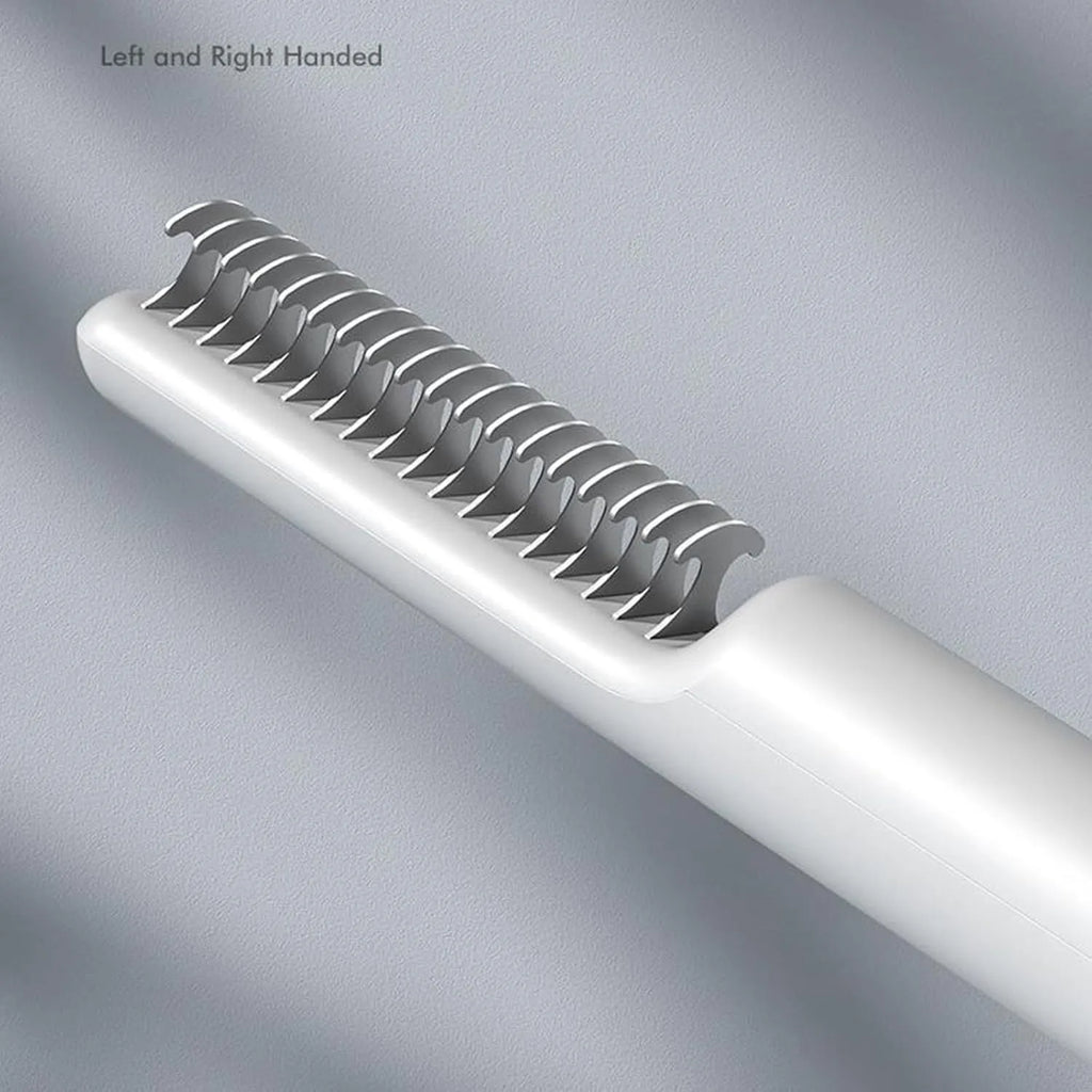 Stainless steel pet dematting comb with ergonomic handle for removing knots and mats from dog coats