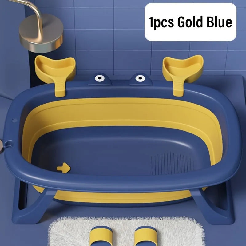 Foldable blue portable pet tub for bathing small cats and dogs at home