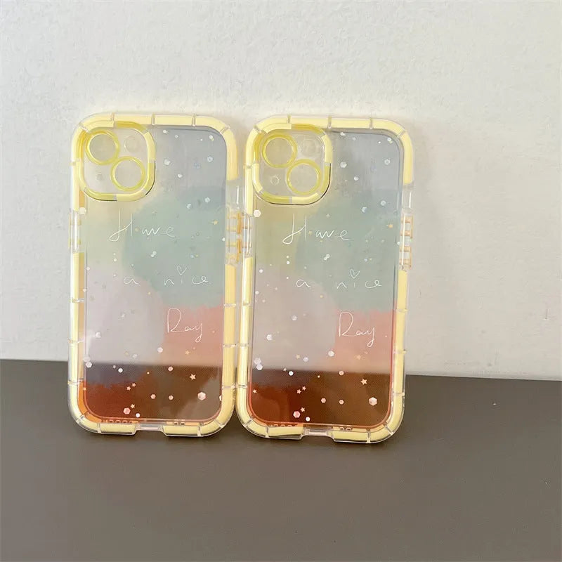 Minimalist contrast colour iPhone silicone case with yellow edge trim shown on iPhone 14 Pro Max