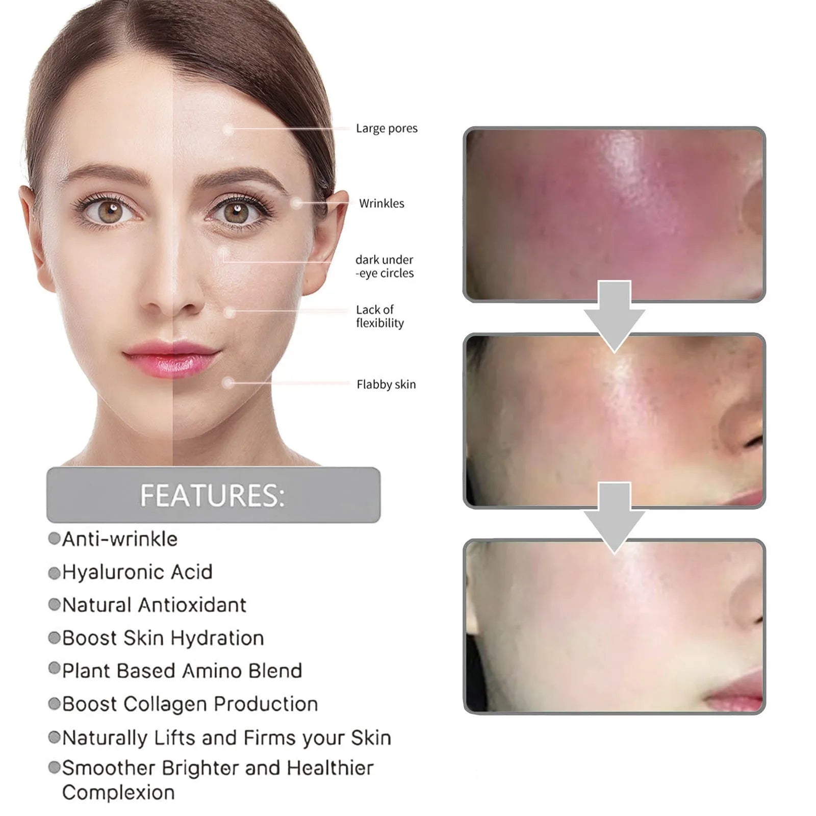 Vitamin C serum bottle for wrinkle fading, firming, and moisturising, 30ml facial essence