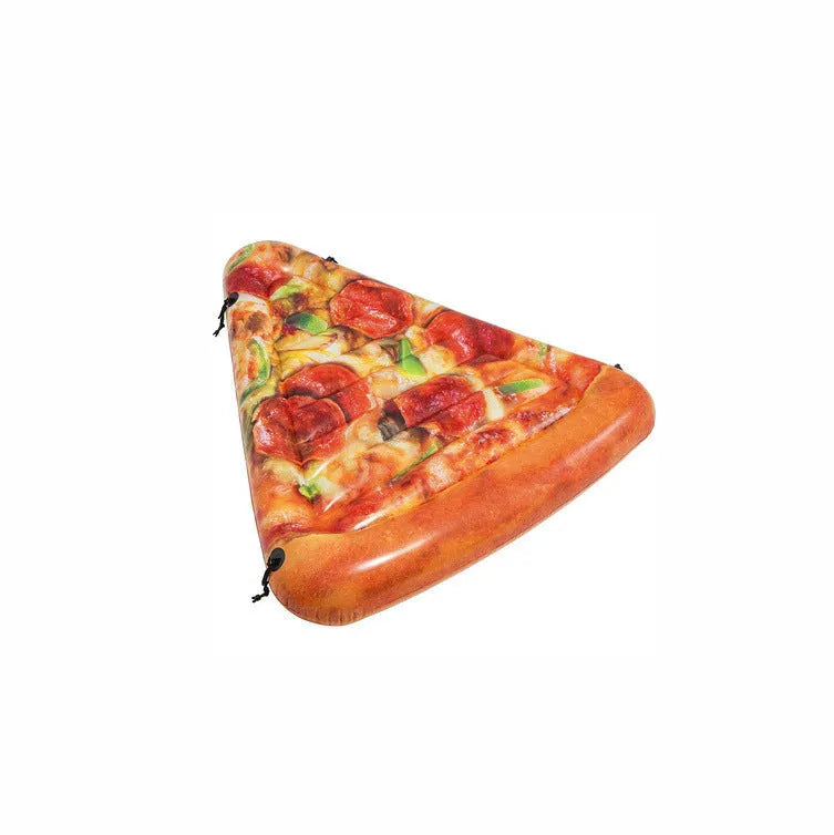 Pizza themed inflatable surfboard recliner floating on water with dimensions 175cm x 145cm
