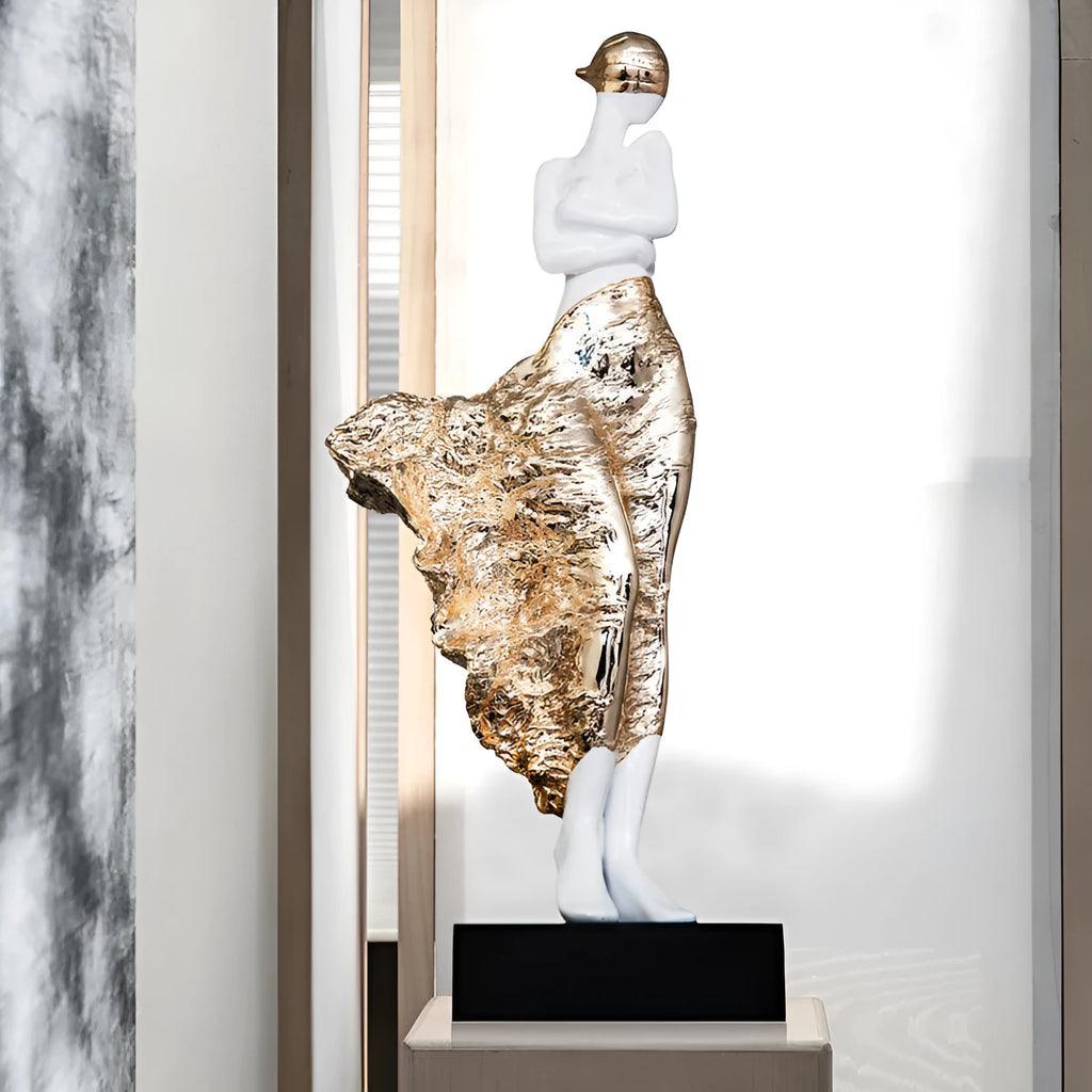 48cm tall sculptured beauty characters ornament in rose gold or silver modern decor piece