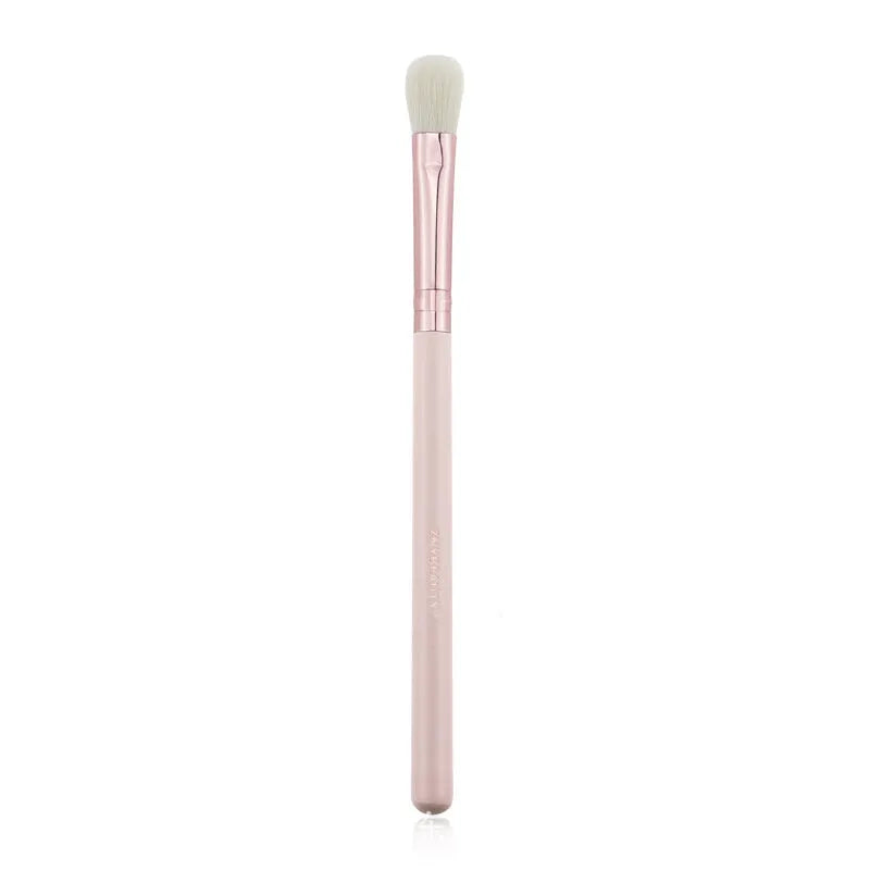 26 pink makeup brushes with wooden handles and wool heads, presented with a PU storage bag.