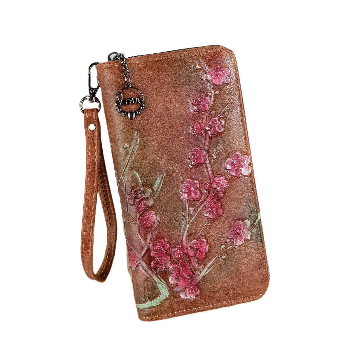 Embossed floral Chinese style zipper handbag in European American retro design