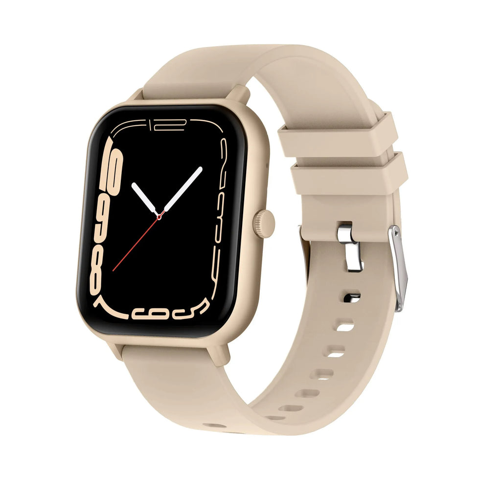 One-Click Link AI Voice Bluetooth smart watch showing heart rate display on a TFT touch screen.