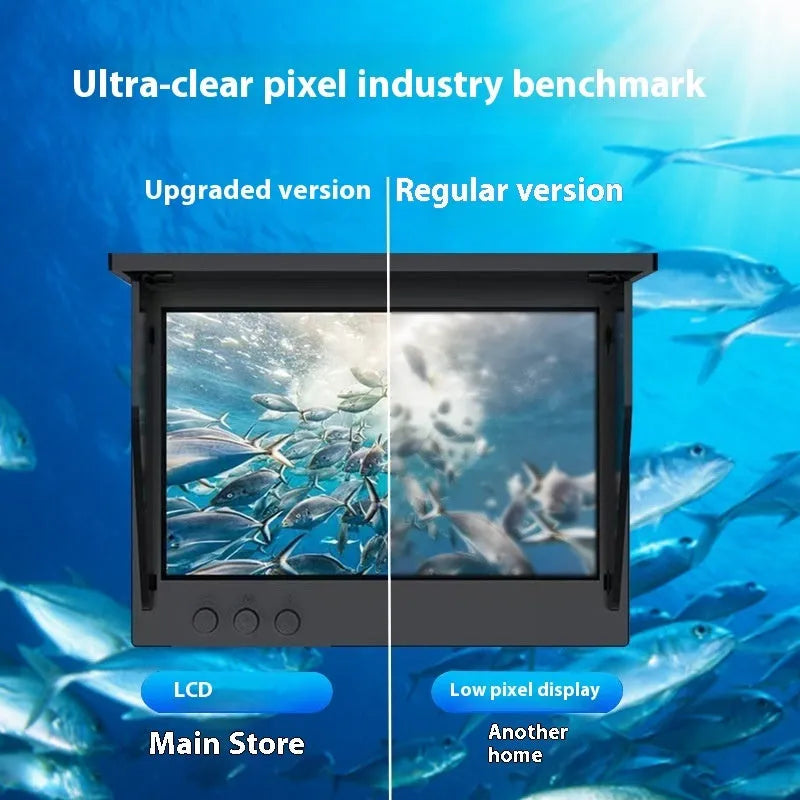 Underwater fishing camera system with 4.3-inch screen, wide angle lens, and LED night vision lights for boat and ice fishing