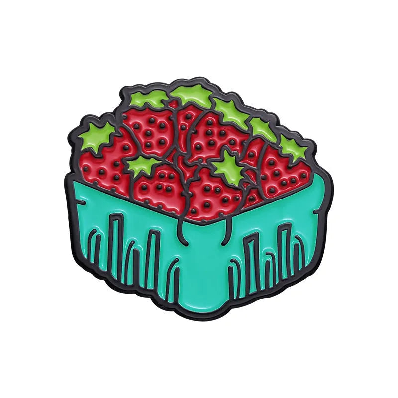 Colourful cartoon fruit zinc alloy brooch with metal pin back