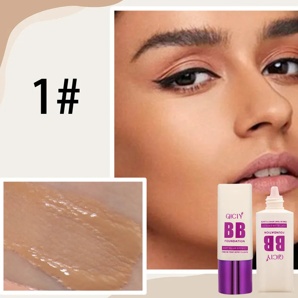Feeding bottle of BB cream liquid foundation concealer in one of ten shades, labelled 1# to 10#.