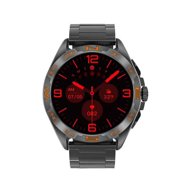 Men's smartwatch with blood pressure monitoring and WhatsApp reply functionality in black, silver, black steel or silver steel colours
