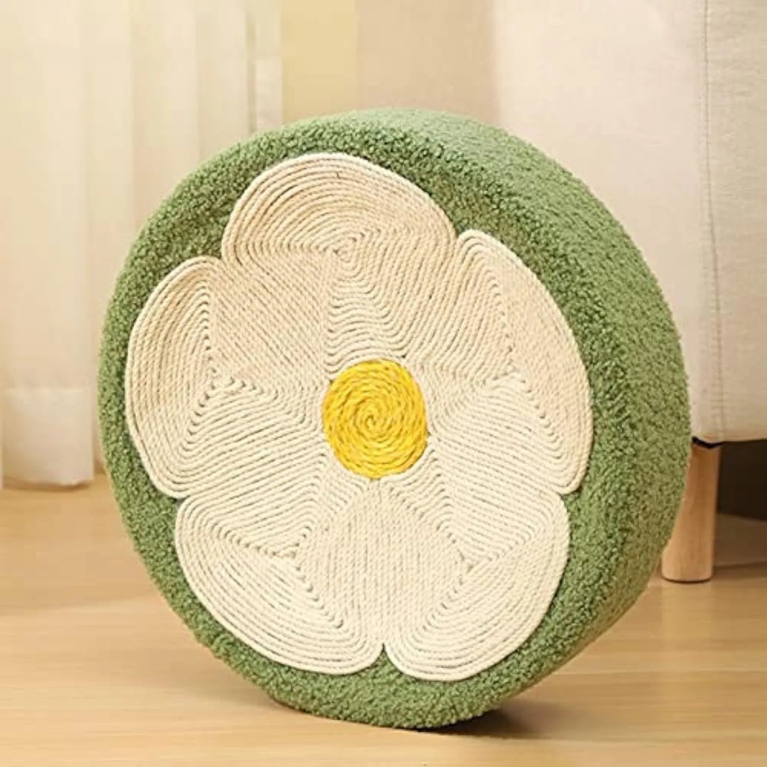 Green round sisal cat scratcher bowl lounge bed with 39cm diameter
