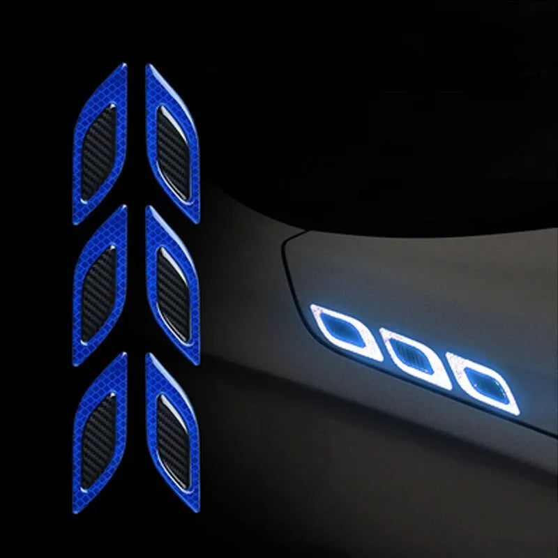 Blue reflective bumper protection tape applied to car wheel arch showing 17mm width
