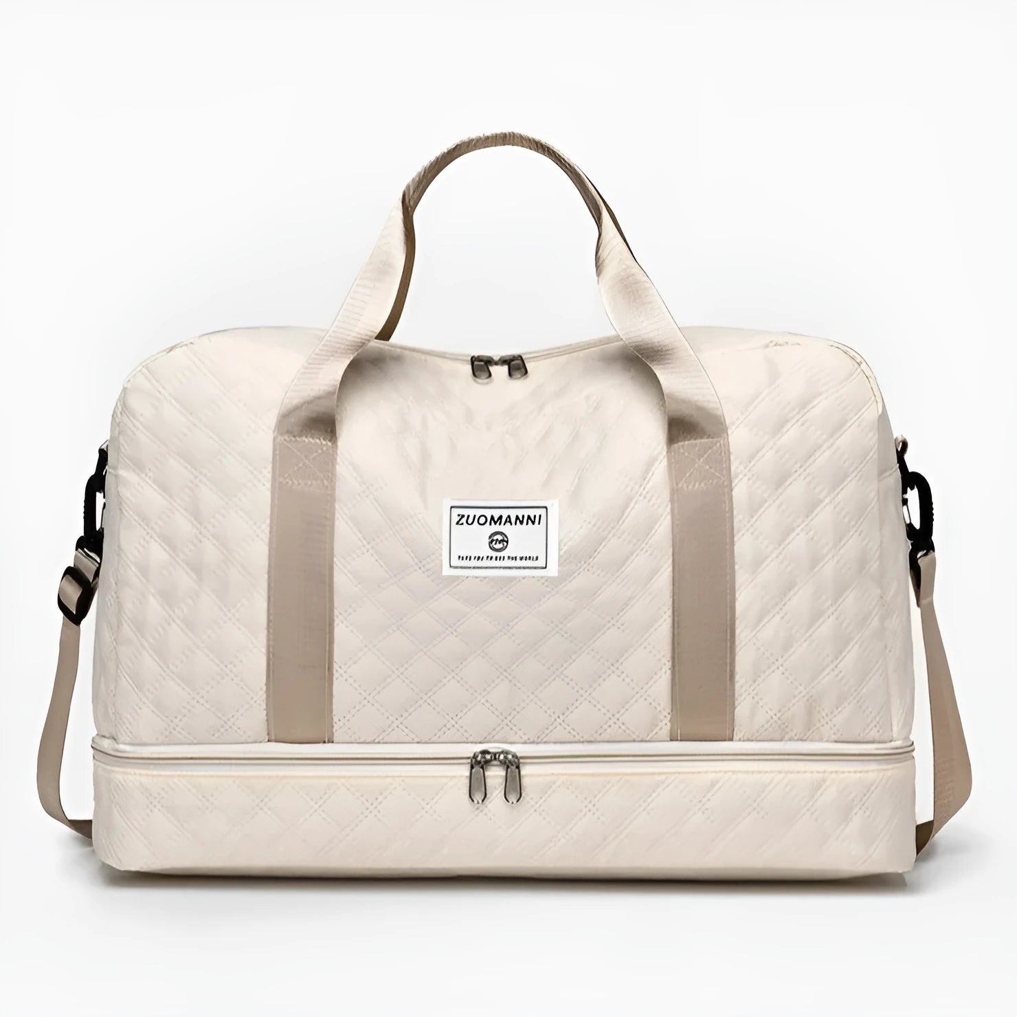 Oxford cloth leisure travel bag in a solid colour with a 36-55 litre capacity.