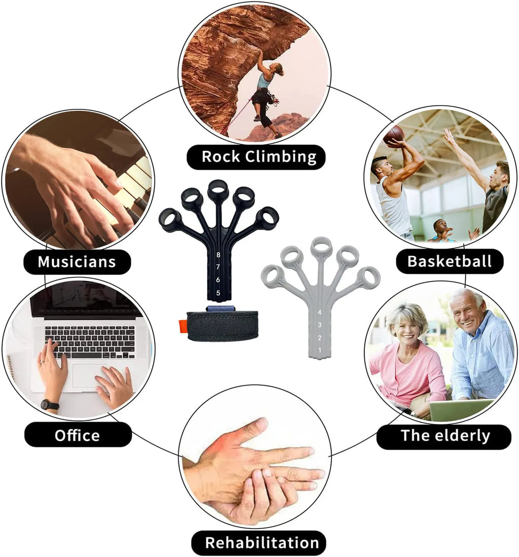 Silicone finger flexion and extension rehabilitation trainer with adjusting belt