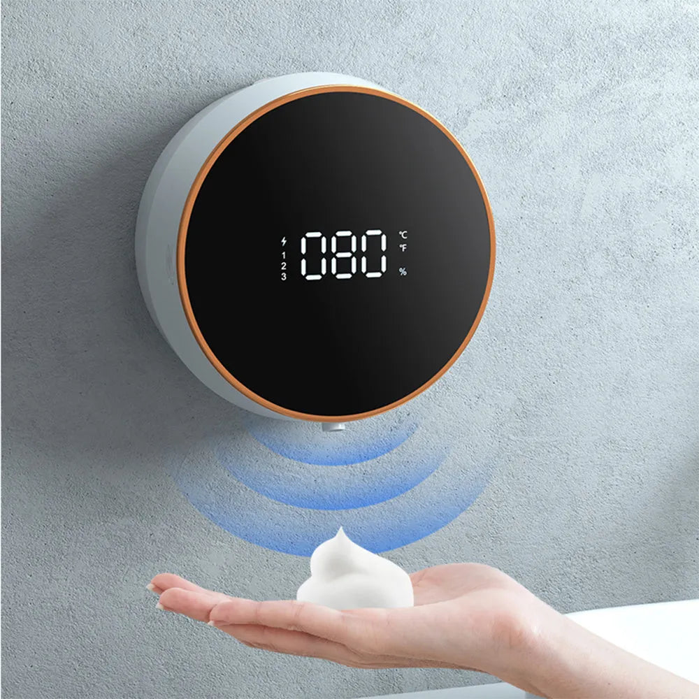 Smart foam dispenser with auto-sensing and USB charging for wall mounting