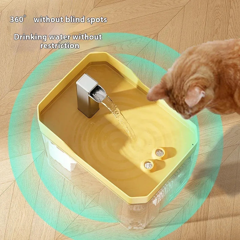 Transparent automatic cat water fountain with electric circulation system and filter