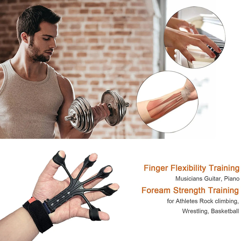 Silicone finger flexion and extension rehabilitation trainer with adjusting belt