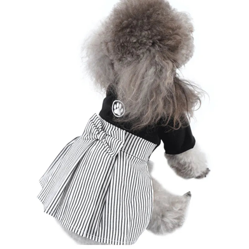Thin cotton poodle dog clothes in skirt and trouser styles for seasonal wear