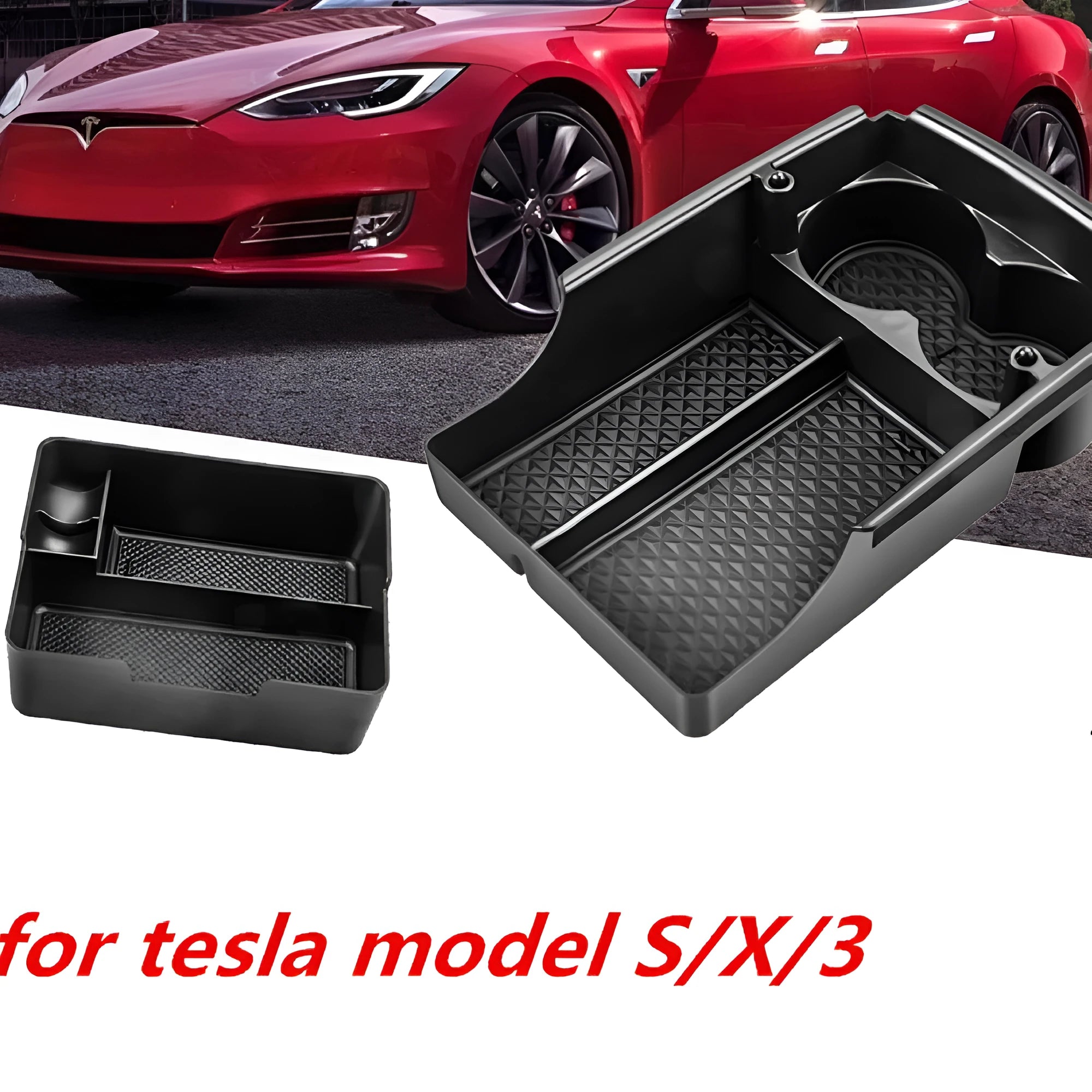 Tesla centre console storage box organiser for Model 3 Model X Model S with anti-slip pad option