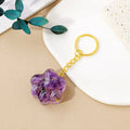 Natural crystal cat's paw keychain pendant in choice of ten stone colours including amethyst and turquoise.