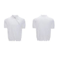 Men's slim-fit knitted polo shirt with diagonal zipper in black, grey or white colour options