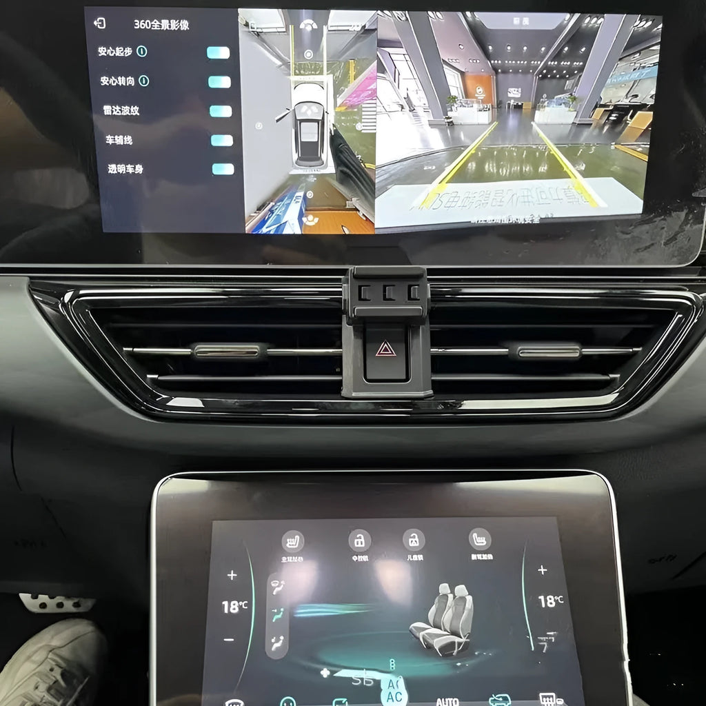 Goodway car dashboard phone holder with snap-on base and 360-degree rotation mechanism