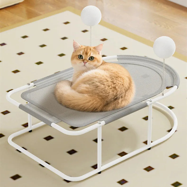 Large grey fabric cat kennel with bracket ventilation design for summer cooling