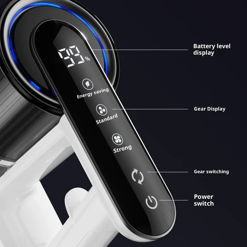 Light gray folding tube handheld vacuum cleaner with USB power and lighting function