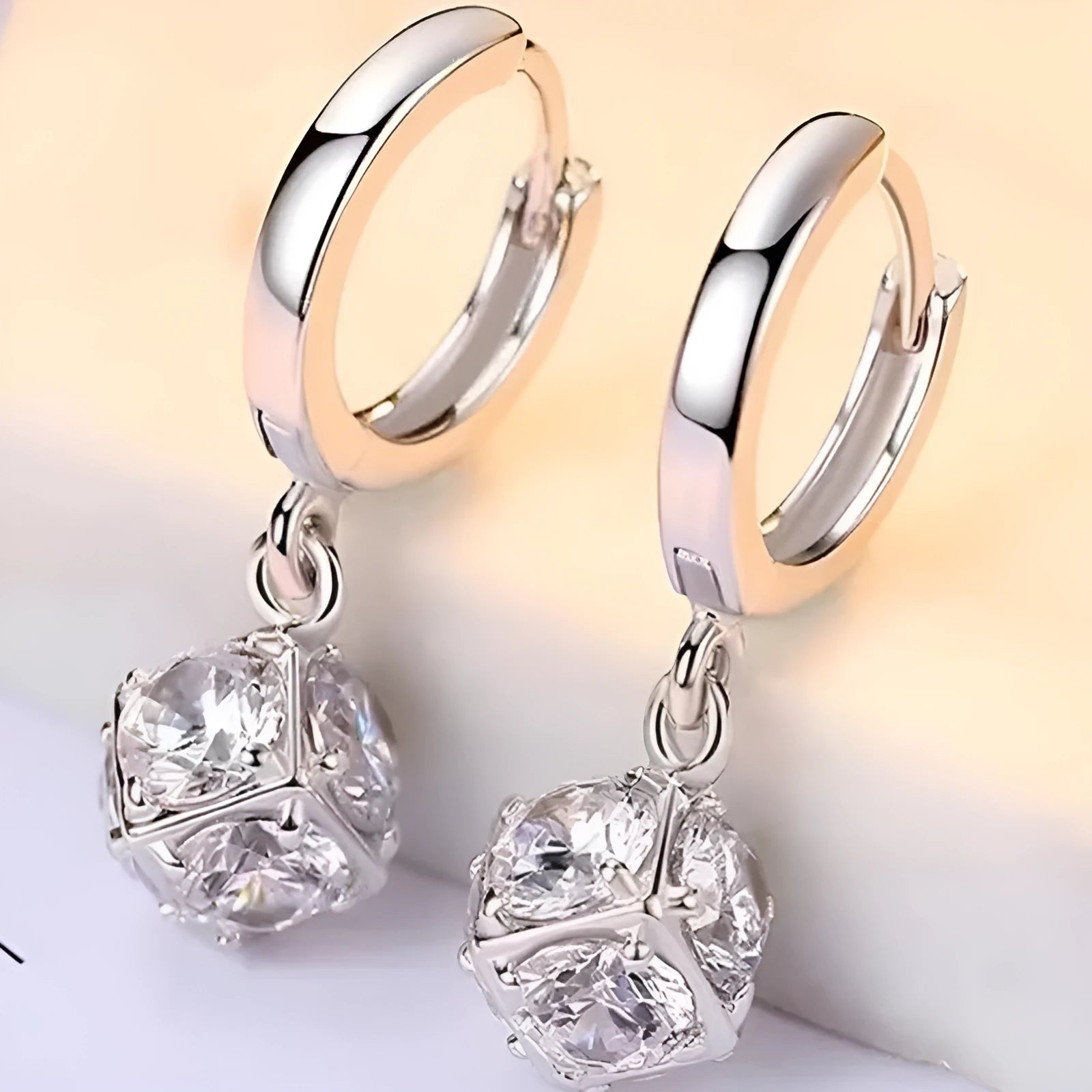 Women's geometric zircon earrings with rose decorative elements in multiple colour options