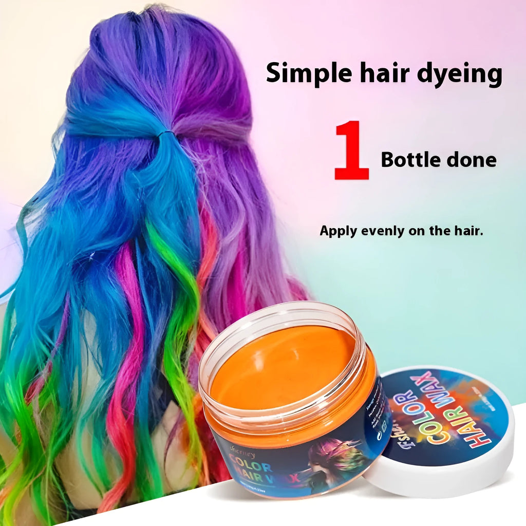 120g hair styling clay container showing colour options including rose red, granny grey, blue, and white