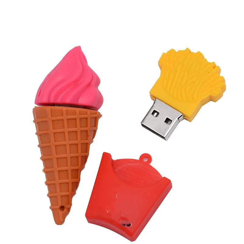 Mini ice cream design USB stick in pink colours with USB connector visible