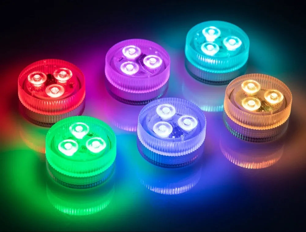 Remote control waterproof LED diving light for fish tank with plastic shell measuring 35mm by 18mm