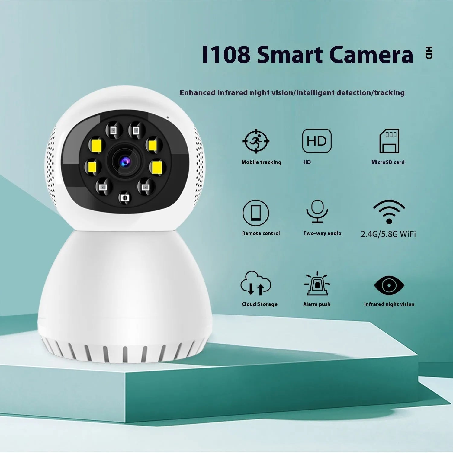 Dual-frequency wireless 1080p HD network camera with ABS housing for indoor and outdoor monitoring