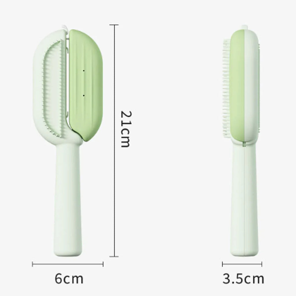 Blue pet grooming comb with integrated water tank for dogs and cats.