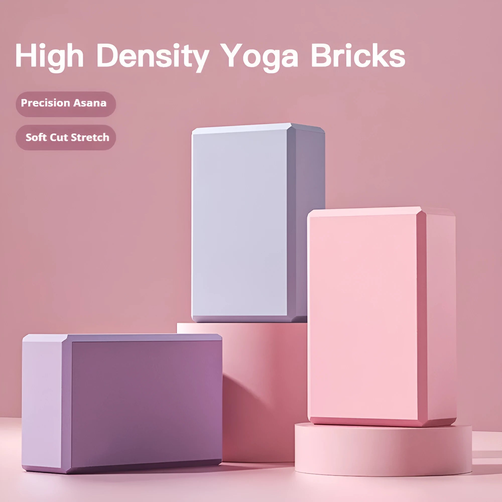 Solid colour EVA foam yoga block with hexagonal sides and ridges for grip