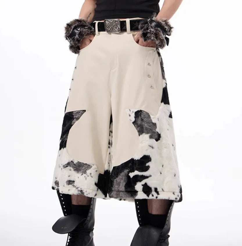 Milk fibre fur cropped pants with personalised pattern options in sizes S M L XL