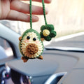 Handmade crocheted car pendant in avocado, pink rainbow, or red rainbow colours