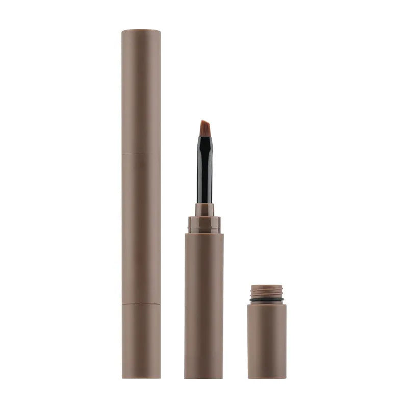 Double-headed eyebrow cream with pencil and powder ends showing five brown shade options