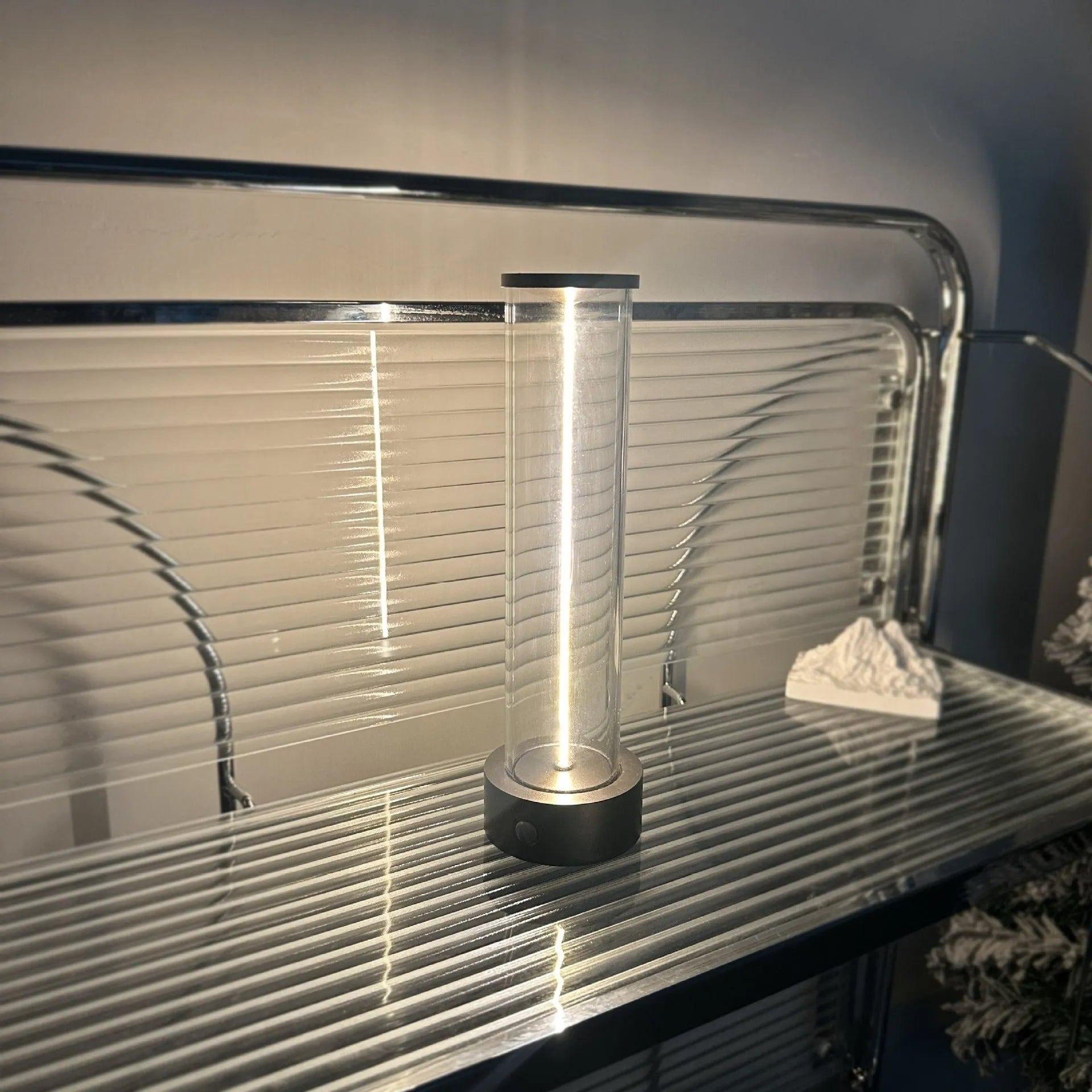 USB rechargeable magnetic LED night light strip with linear glass design