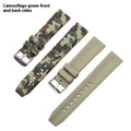 Green camouflage silicone watch strap with universal flat head lugs