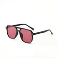 Women's square double beam sunglasses in black framed powder slice colour with UV400 protection