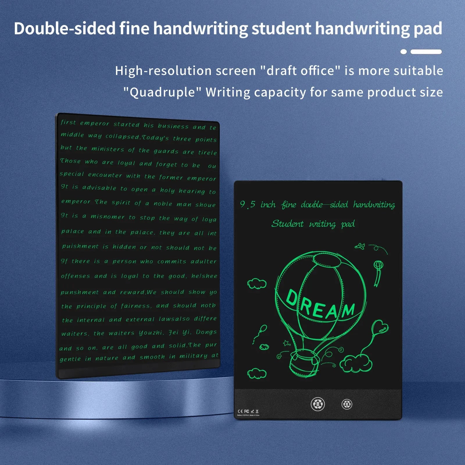 9.5 inch double sided LCD handwriting board with stylus pen in black