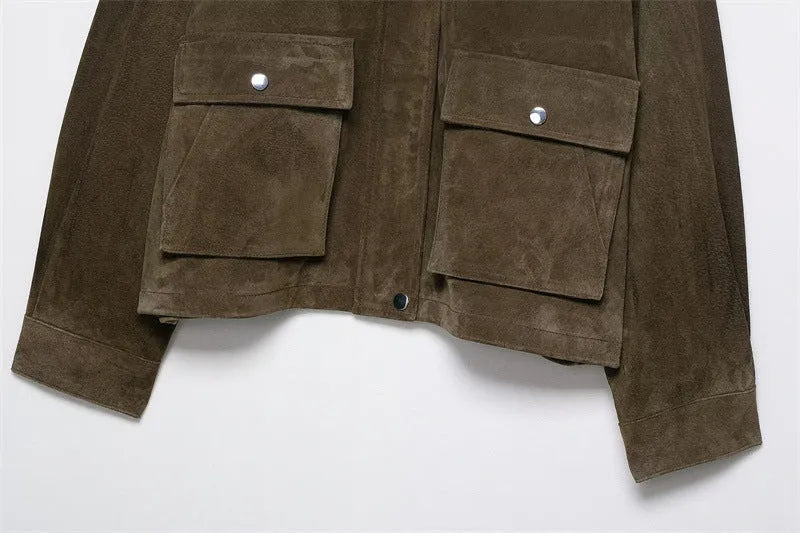 Women's PU casual jacket in regular fit, pictured colour, Japanese Korean style.