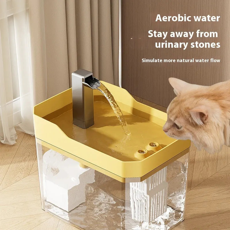 Transparent automatic cat water fountain with electric circulation system and filter