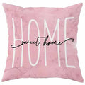 Square 45cm cherry blossom and letter print cushion cover in short velvet fabric.